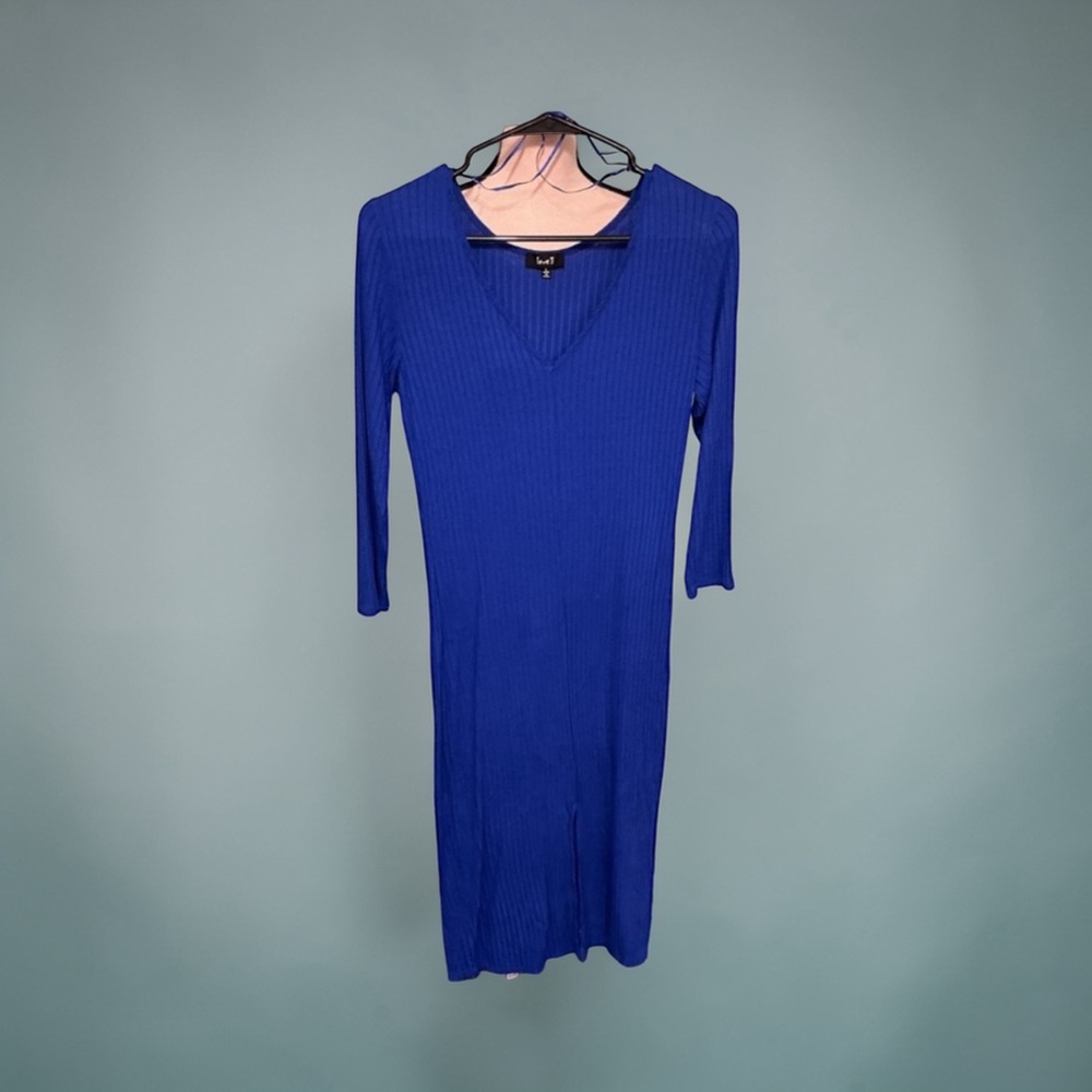 Love J Ribbed Knit Midi Dress | Blue | Size L